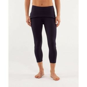 Lululemon Steadfast Crop Skirted Leggings Black Swan Size 4